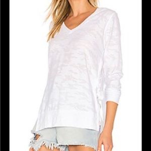 Bobi Distressed Camo Long Sleeve Tee in White XS